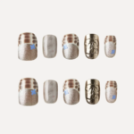 Full Mocha Mirage nail design set – 10 unique press-on nail pieces